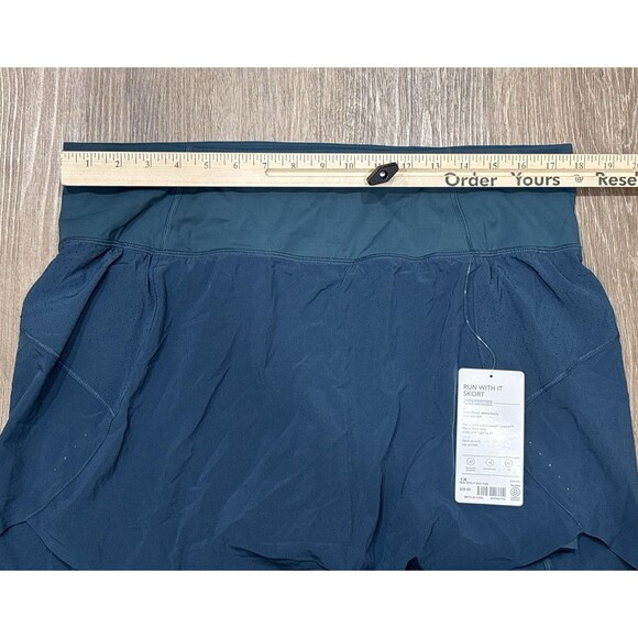 Athleta Run With It Skort Size 1X Blue Teal Stretch Lined Zip Pocket NEW - Picture 4 of 13